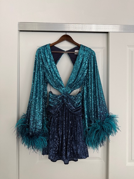 PatBO Dresses & Skirts - PATBO Alessandra Ambrosio cutout feather-trimmed sequined tulle mini dress